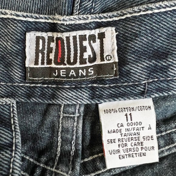 Vintage Jean Shorts Exposed Button Fly Rigid Cotton High Rise Waisted Dark Denim - Picture 2 of 4